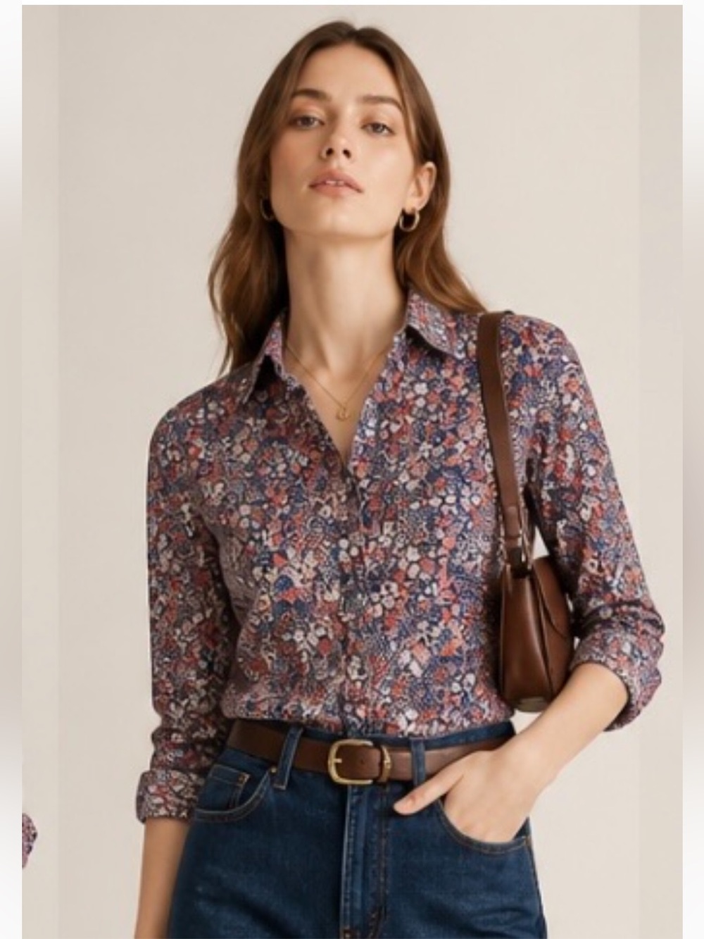 J CREW Liberty London Button Down Shirt Blouse Kayoko Indigo Sunset Floral Top 0